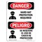 Signmission OSHA Danger, Hard Hat Protection Required Bilingual, 7in X 5in Decal, 5" W, 7" H, Bilingual Spanish OS-DS-D-57-VS-1294 - alternate 1